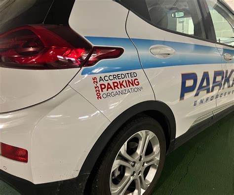 A Bethlehem parking enforcement vehicle marked with an Accredited Parking Organization decal