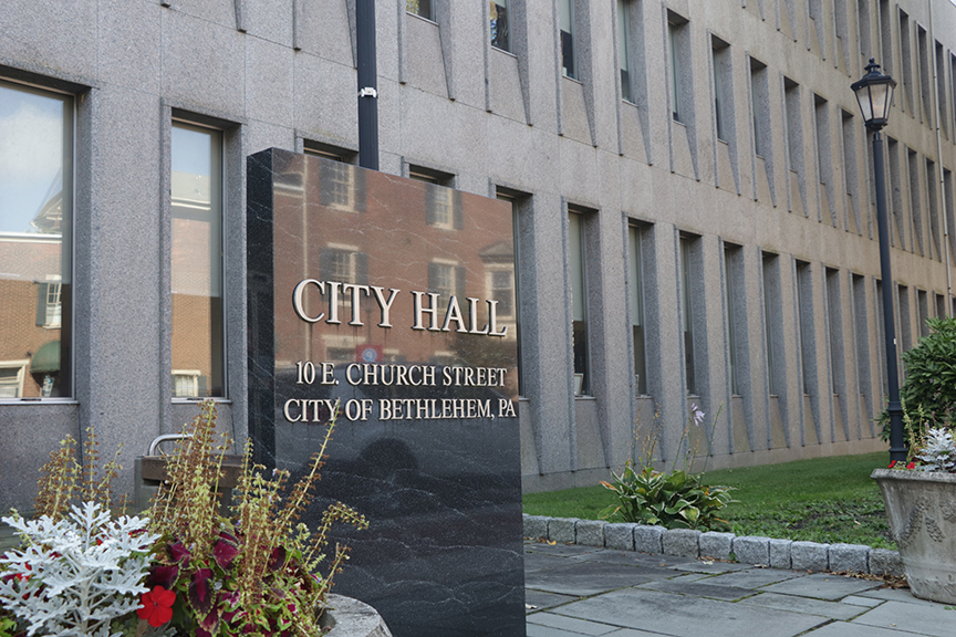 Bethlehem City Hall sign at 10 E. Church Street