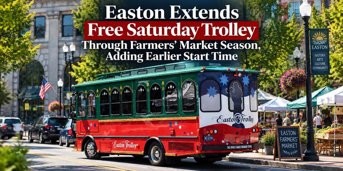 Easton Extends Free Saturday Trolley Through Farmers' Market Season, Adding Earlier Start Time